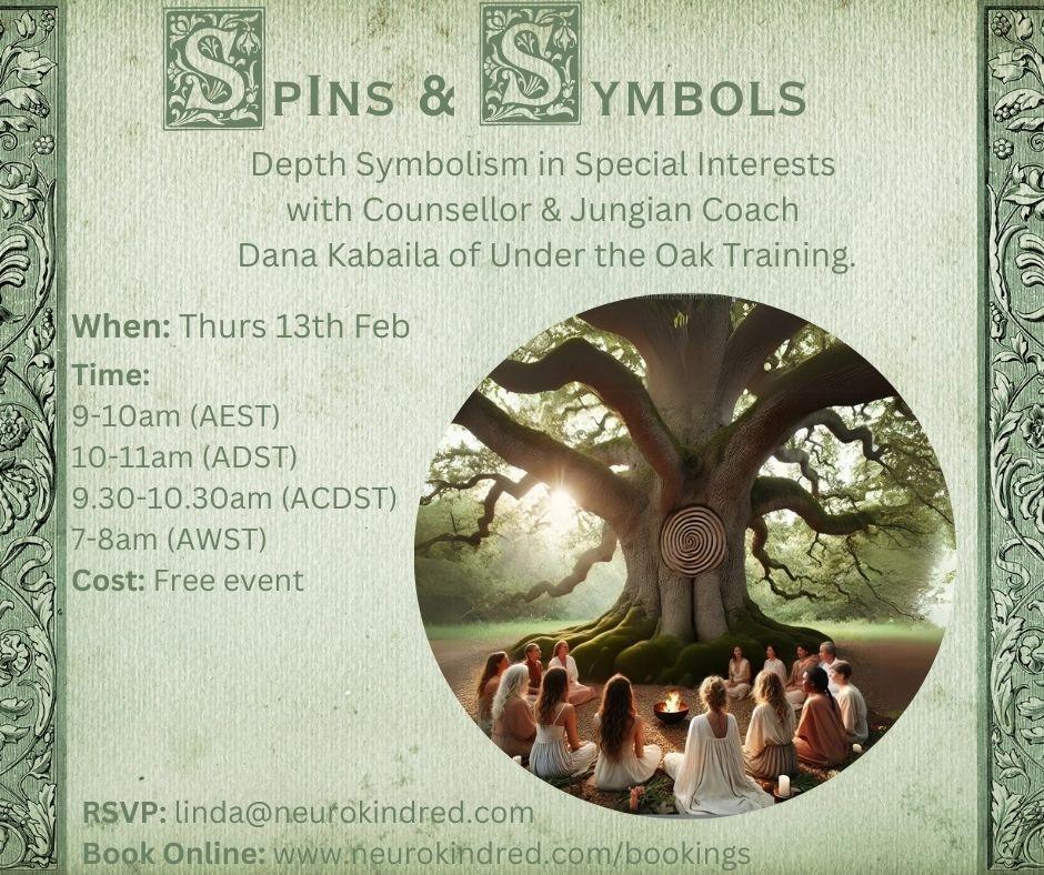 Spins and Symbols Event Flyer